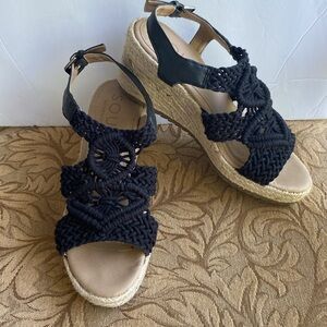 SOUL Naturalizer Navy Woven Espadrille Wedges